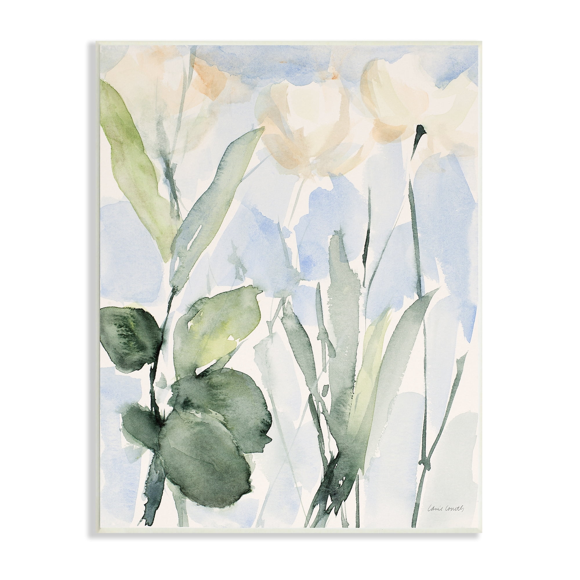 Stupell Industries Abstract White Flowers Leaves Watercolor Effect Brushstrokes Painting Unframed Art Print Wall Art, Design by Lanie Loreth