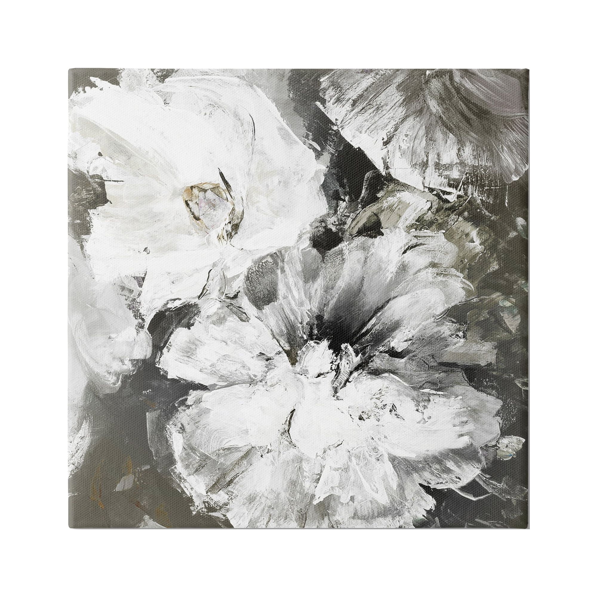 Stupell Industries Abstract White & Grey Flowers Botanical & Floral Painting Gallery Wrapped Canvas Print Wall Art, 36 x 36