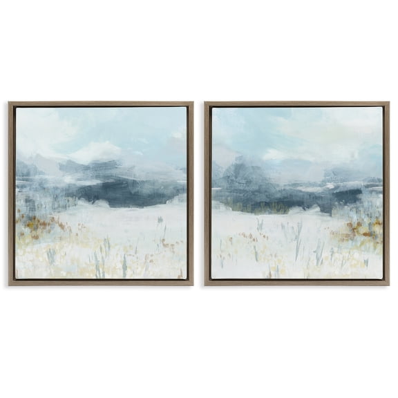 Stupell Industries Abstract White Mesa Abstract Painting Brown Floater Framed Canvas Art Print Wall Art, 18 x 18, Set of 2