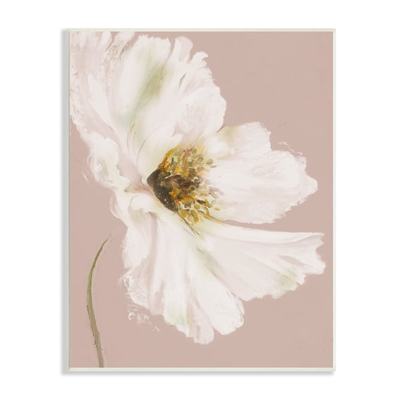 Stupell Industries Abstract White Petal Flower Expressive Flower Beige Green, 10 x 15, Design by Patricia Pinto