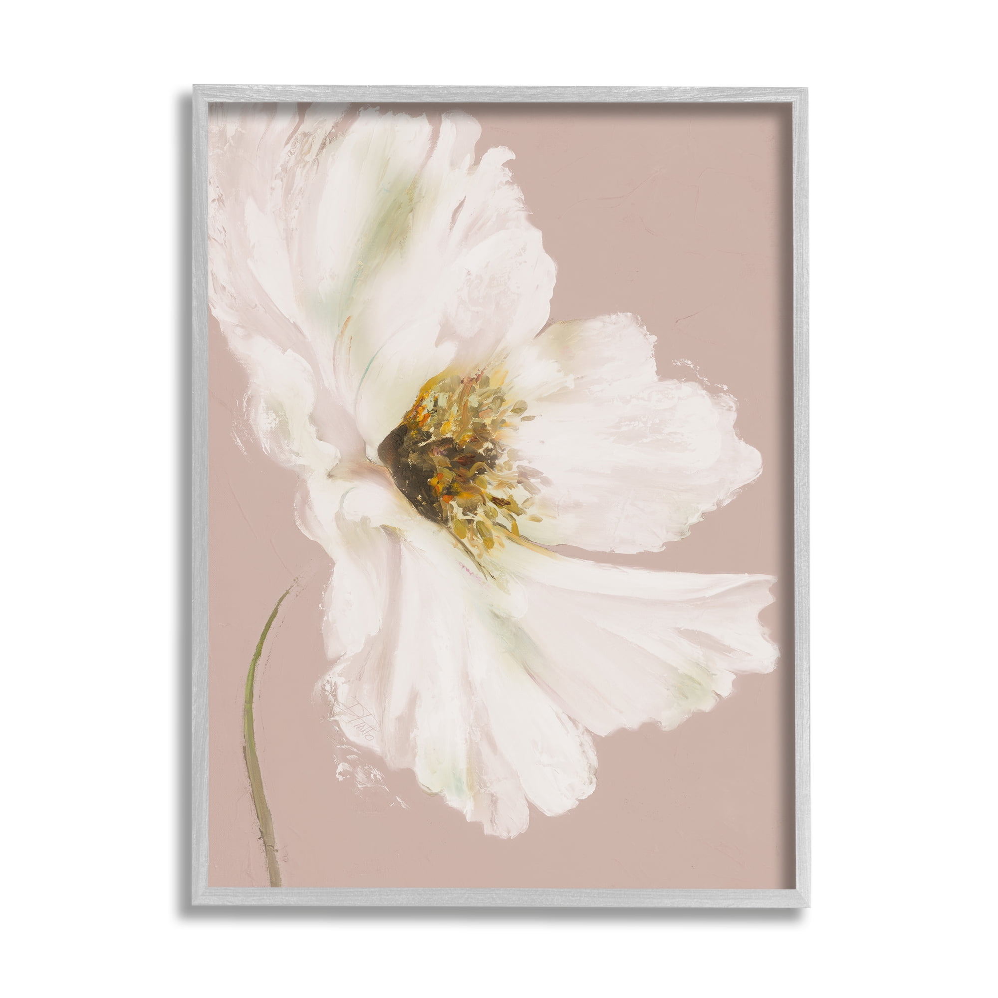 Stupell Industries Abstract White Petal Flower Expressive Flower Beige Green, 11 x 14, Design by Patricia Pinto