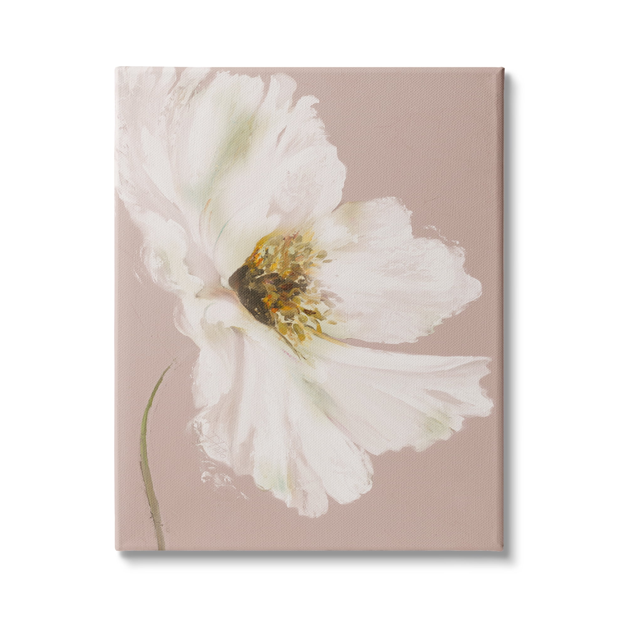 Stupell Industries Abstract White Petal Flower Expressive Flower Beige Green, 16 x 20, Design by Patricia Pinto