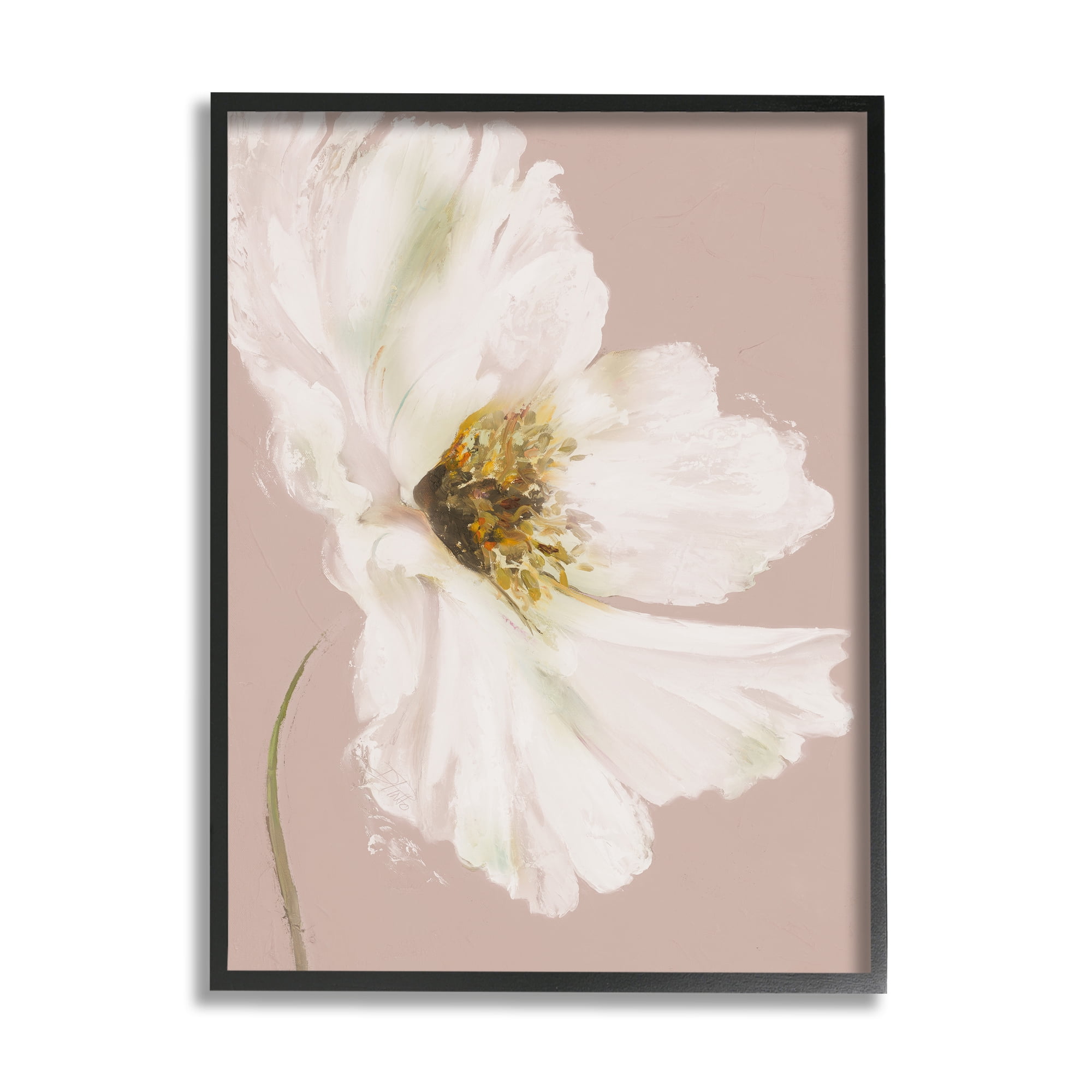 Stupell Industries Abstract White Petal Flower Expressive Flower Beige Green, 24 x 30, Design by Patricia Pinto