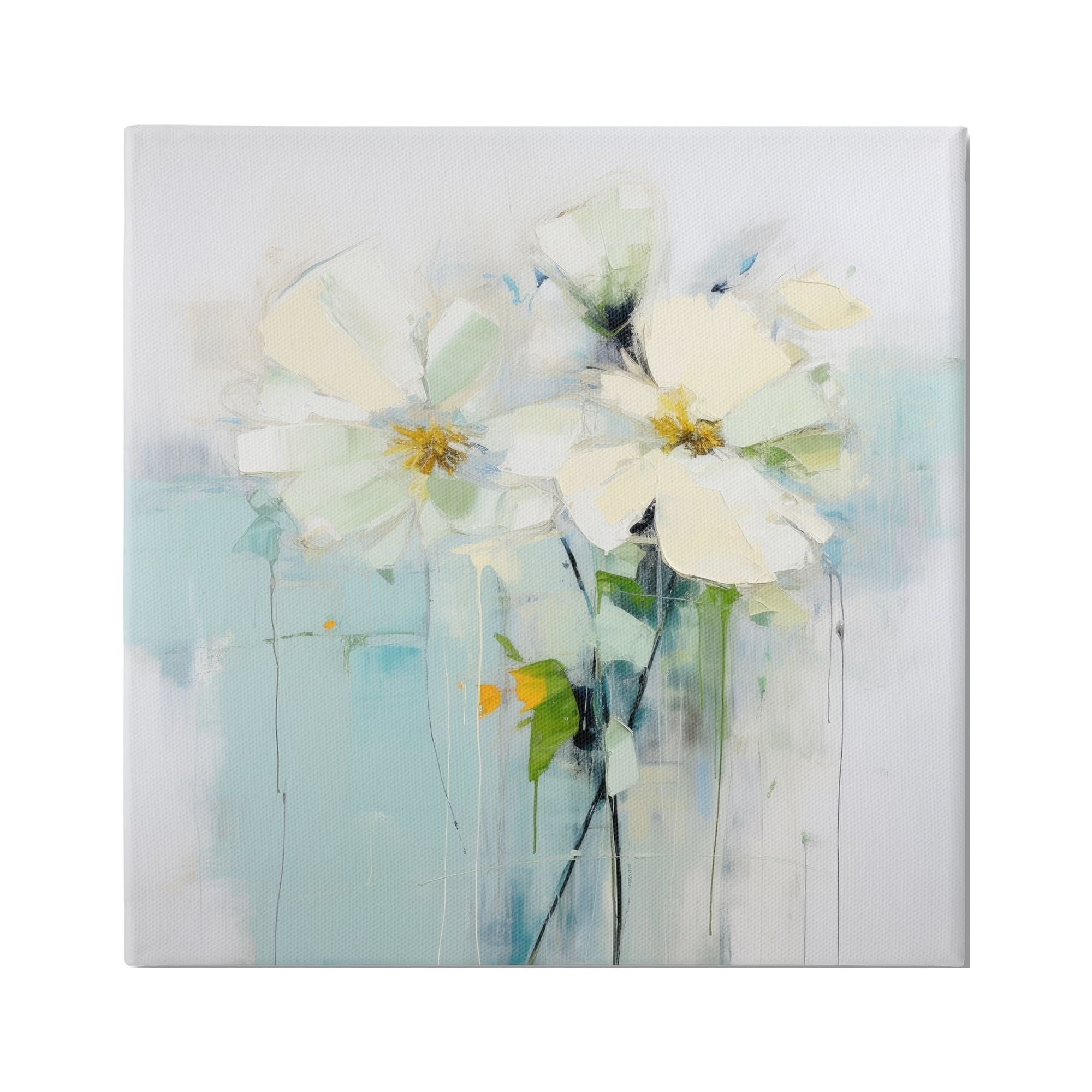 Stupell Industries Abstract White Petals Abstract Painting Gallery Wrapped Canvas Art Print Wall Art, 30 x 30