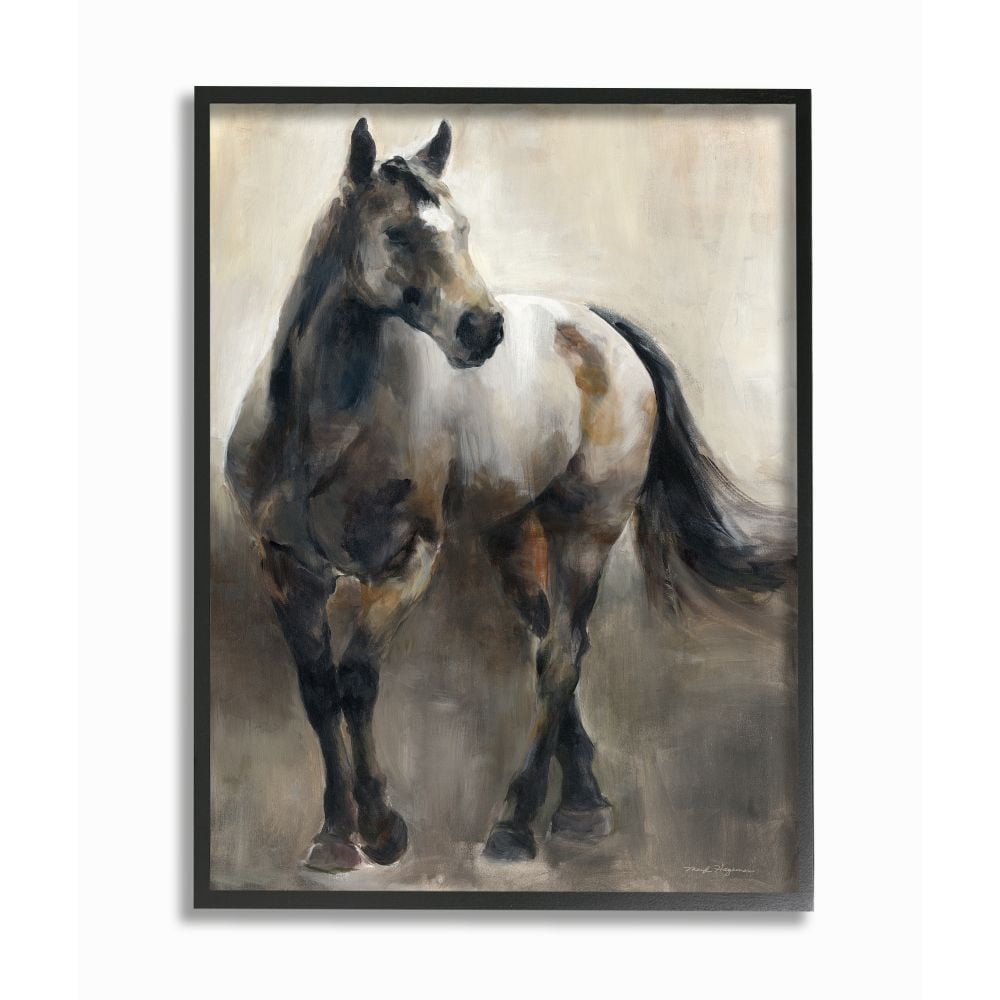 Stupell Industries Abstract Wild Horse Stance Brown Black Painting Framed Wall Art Design by Marilyn Hageman, 11" x 14", Black Framed