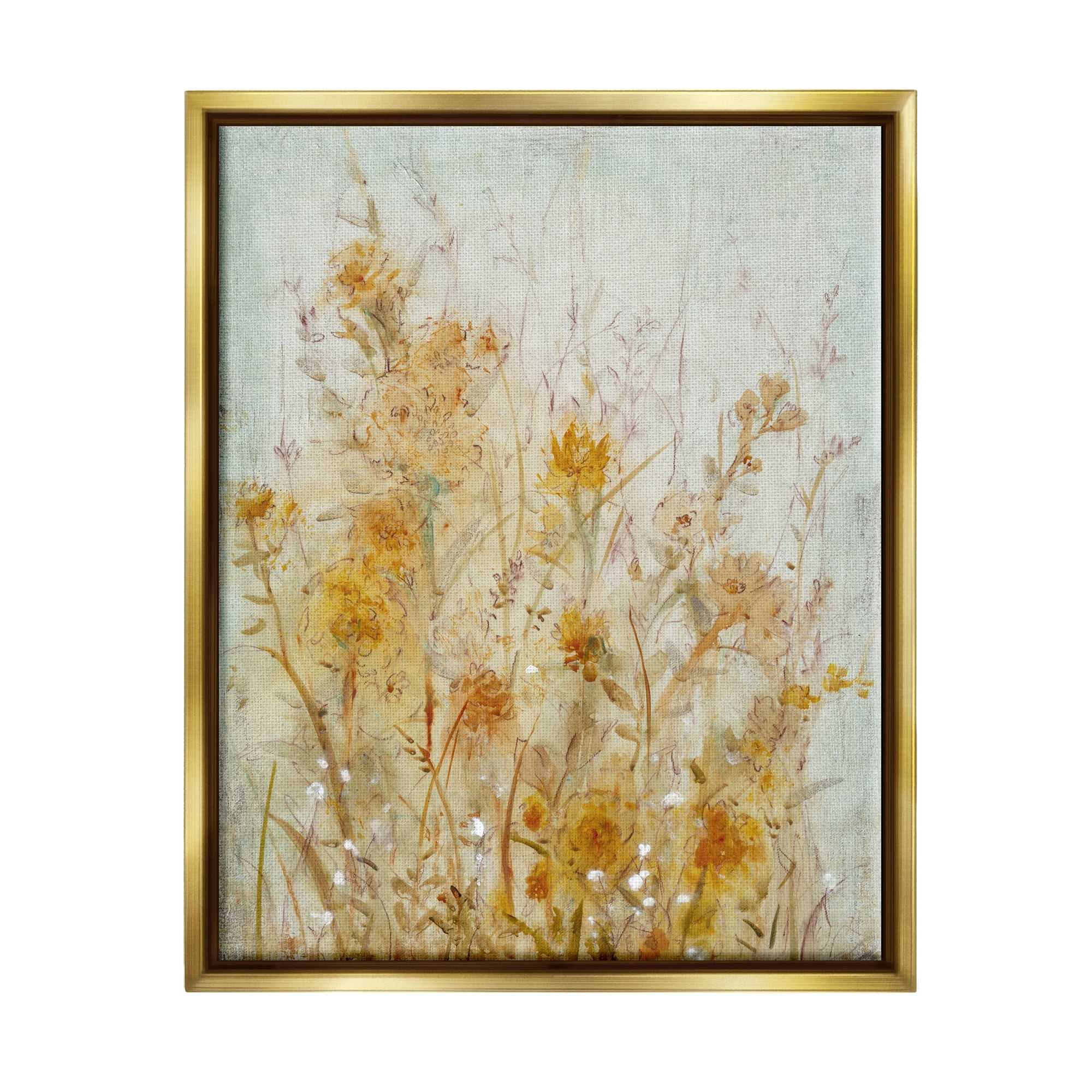 Stupell Industries Abstract Wildflowers Blooming Botanical & Floral Painting Gold Floater Framed Art Print Wall Art