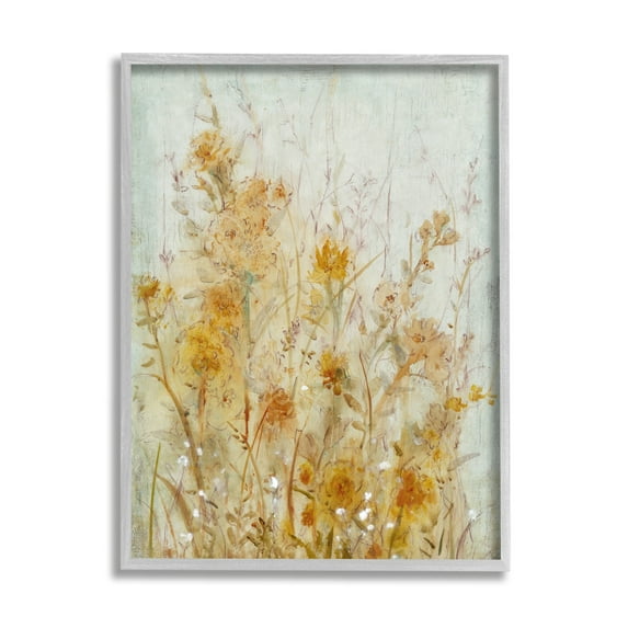 Stupell Industries Abstract Wildflowers Blooming Botanical & Floral Painting Gray Framed Art Print Wall Art
