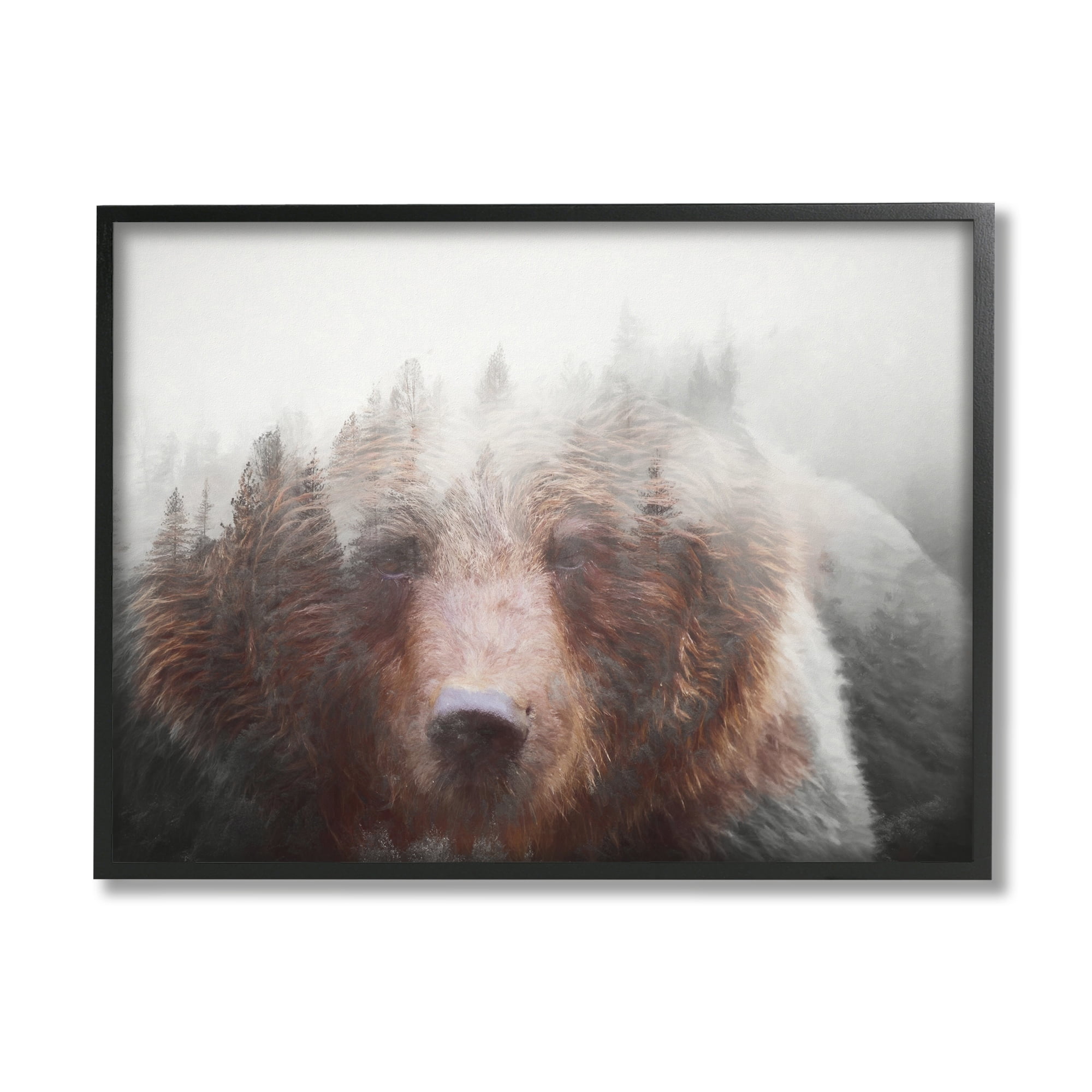 Stupell Industries Abstract Wildlife Brown Bear Foggy Weather Forest, 30 x 24, Design by Daniel Sproul