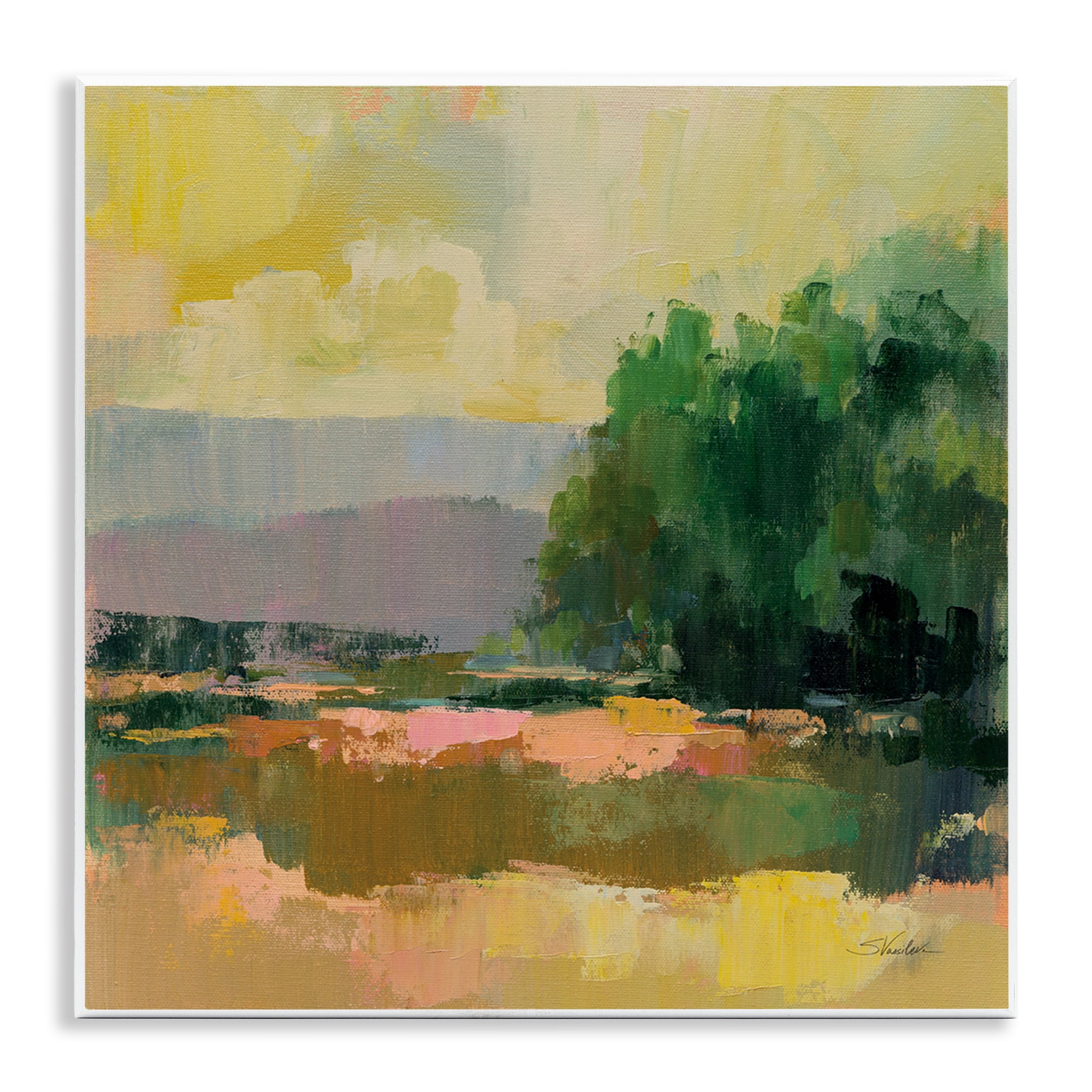 Stupell Industries Abstract Willow Tree Landscape & Nature Painting Unframed Art Print Wall Art, 12 x 12