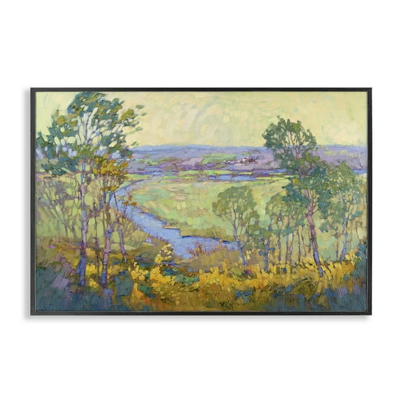 Stupell Industries Abstract Winding Stream Landscape & Nature Painting Black Framed Art Print Wall Art, 18 x 12