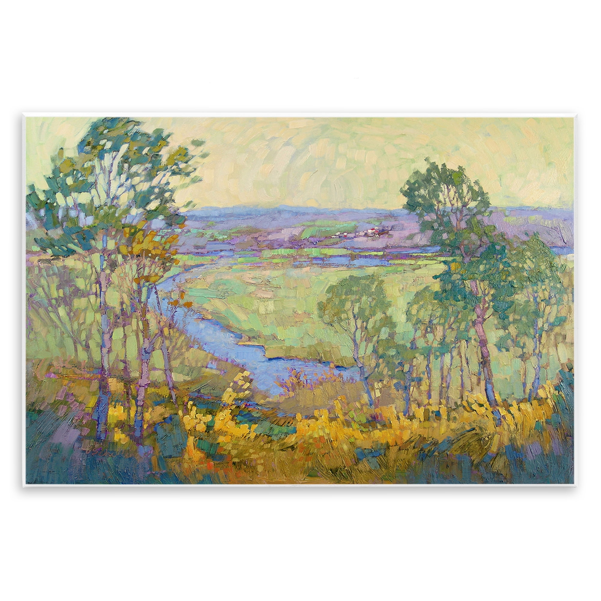 Stupell Industries Abstract Winding Stream Landscape & Nature Painting Unframed Art Print Wall Art, 19 x 13