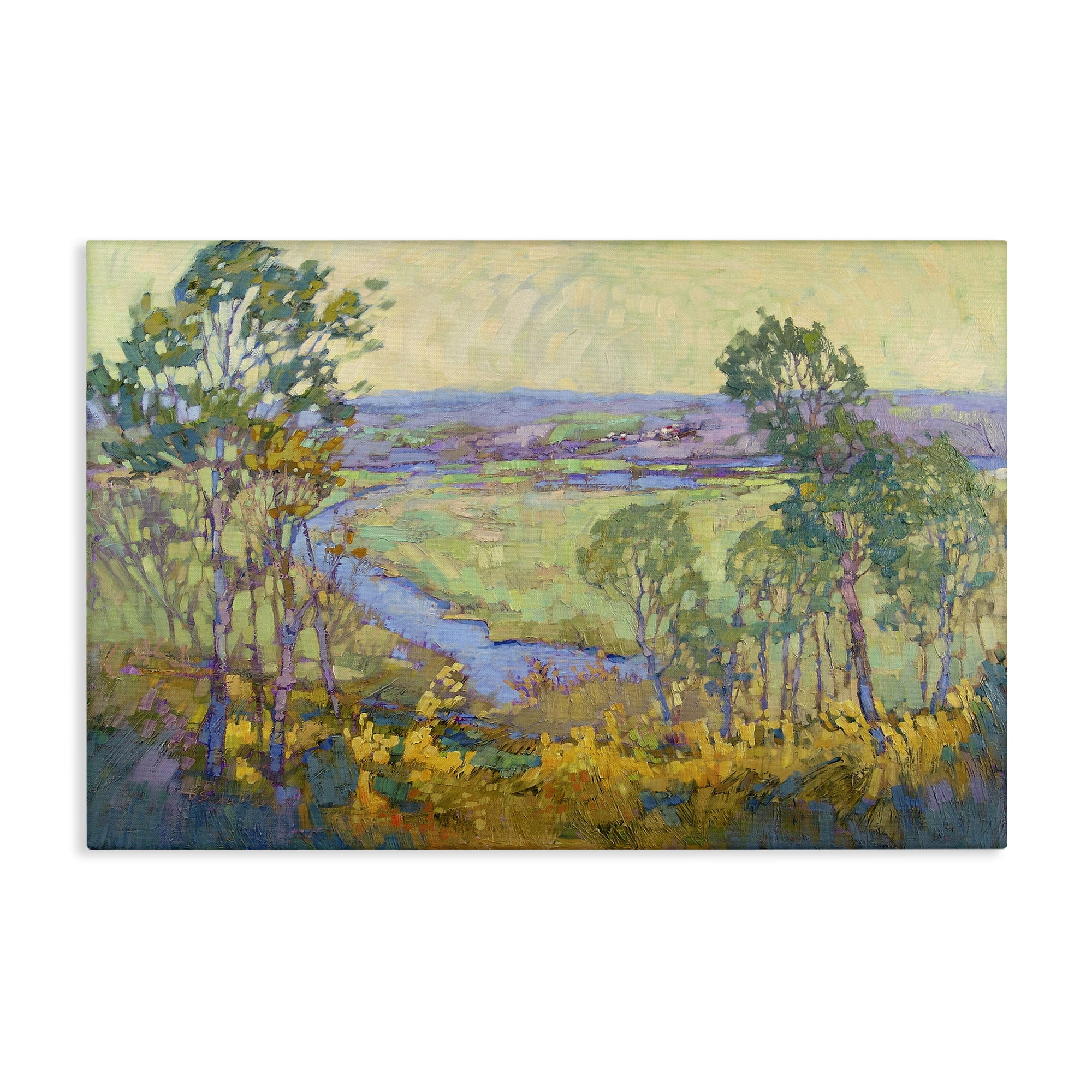 Stupell Industries Abstract Winding Stream Landscape & Nature Painting Wrapped Canvas Art Print Wall Art, 30 x 20