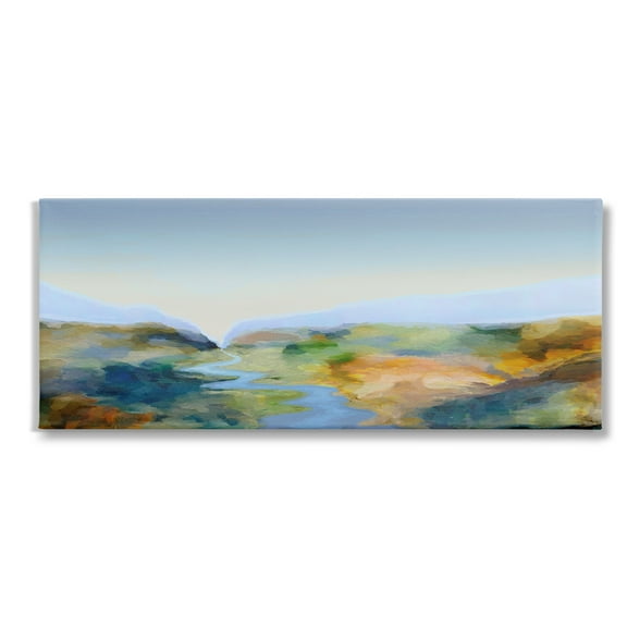 Stupell Industries Abstract Winding Stream Landscape Painting Gallery Wrapped Canvas Art Print Wall Art, 24 x 10