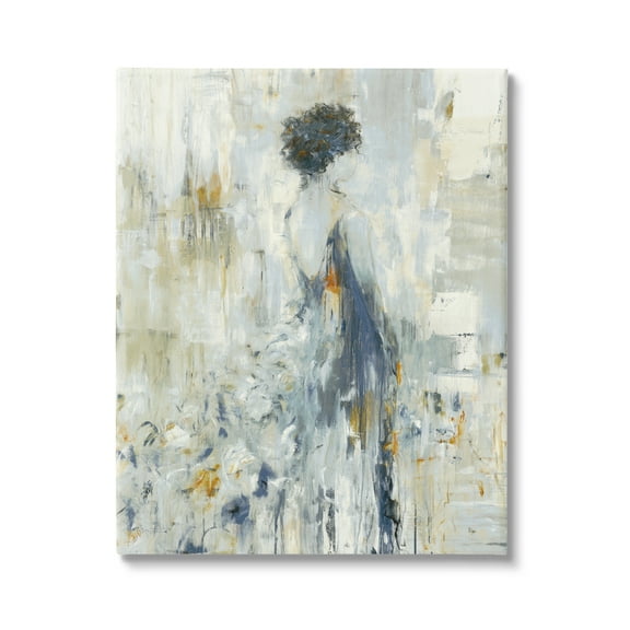 Stupell Industries Abstract Woman Blue Dress Gown Blocked Brushstrokes Canvas Wall Art, 36 x 48, Design by Lisa Ridgers