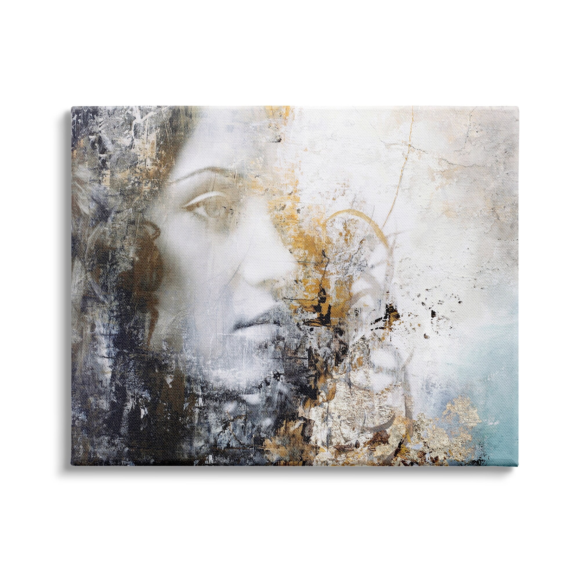Stupell Industries Abstract Woman Distressed Pattern Female Portrait Modern Painting, 48 x 36,Design by Design Fabrikken