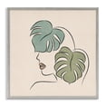 thumbnail image 1 of Stupell Industries Contemporary Abstract Woman Face Monstera Plant Leaf Doodle Gray Framed Giclee Art, 12 x 12, by JJ Design House LLC, 1 of 7