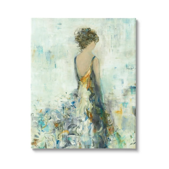 Stupell Industries Abstract Woman Floral Dress Beauty & Fashion Painting Gallery Wrapped Canvas Print Wall Art