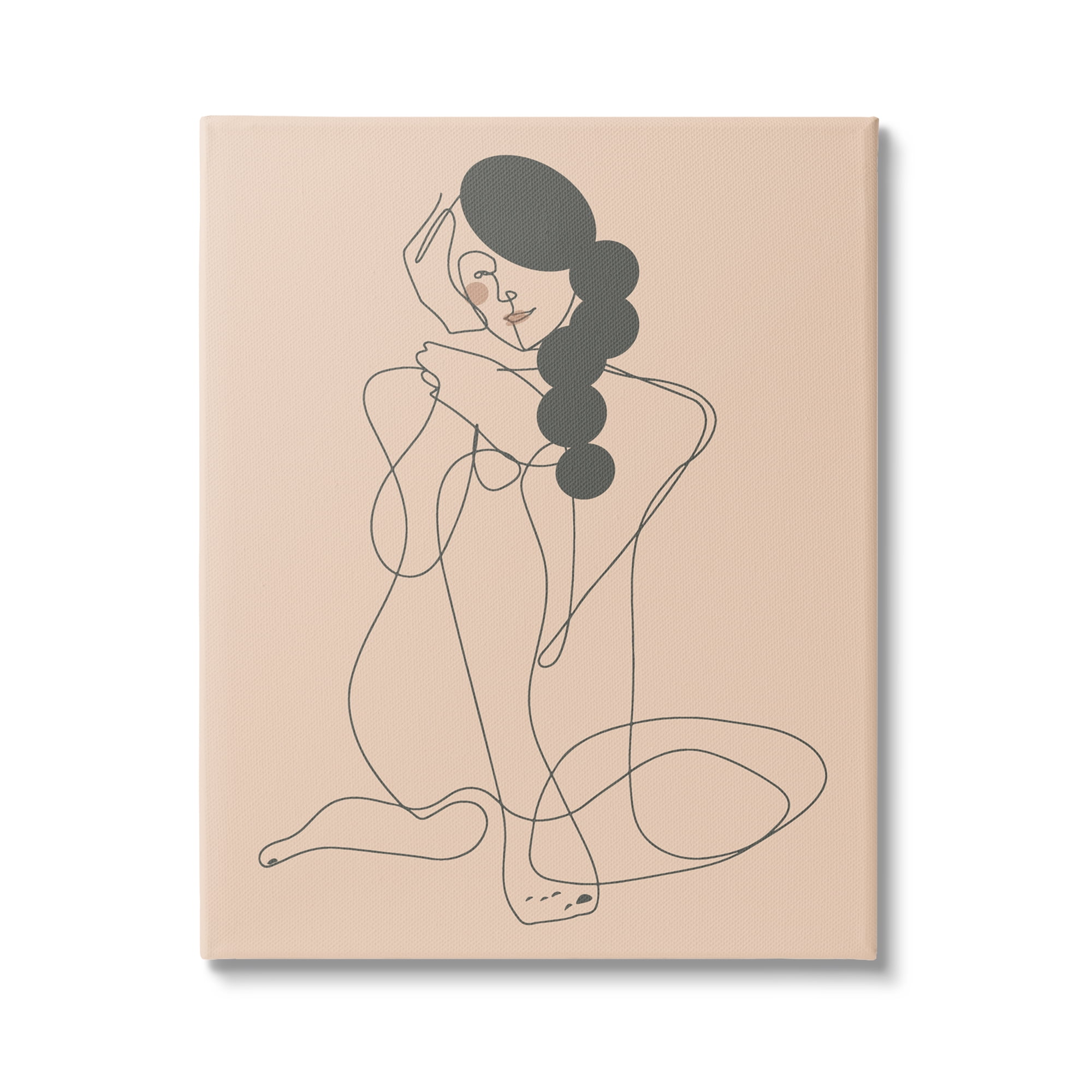 Stupell Industries Abstract Woman Sitting Scribble Drawing Smiling Outline Graphic Art Gallery Wrapped Canvas Print Wall Art, Design by Kendra Shedenhelm