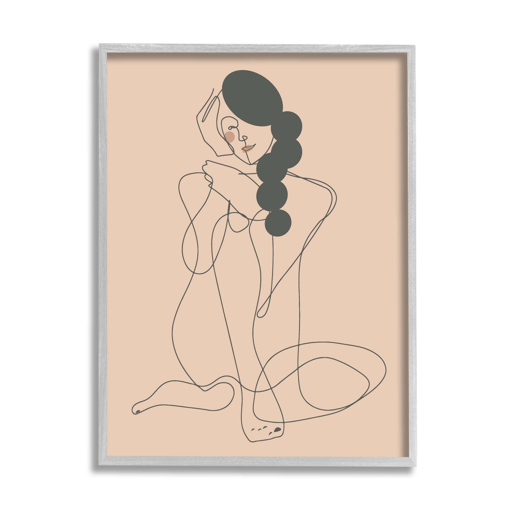 Stupell Industries Abstract Woman Sitting Scribble Drawing Smiling Outline Graphic Art Gray Framed Art Print Wall Art, Design by Kendra Shedenhelm