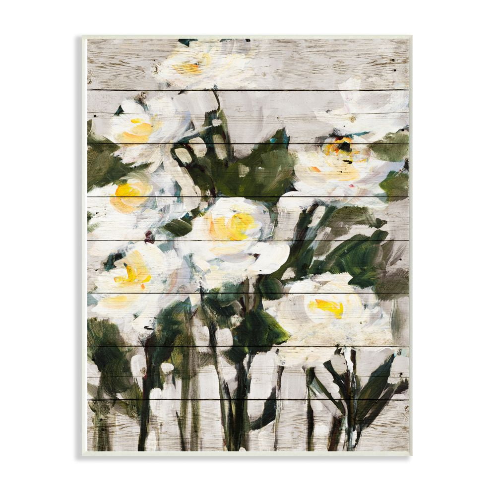 Stupell Industries Abstract Wood Panel Flower Painting Wall Plaque Art by Jane Slivka
