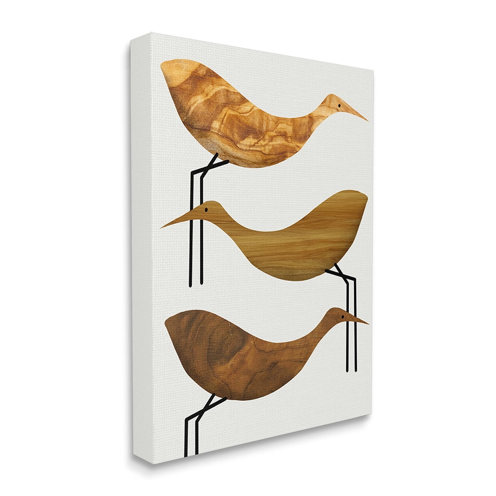 Stupell Industries Abstract Wooden Pattern Storks Rustic Birds Canvas Wall Art by Daphne Polselli