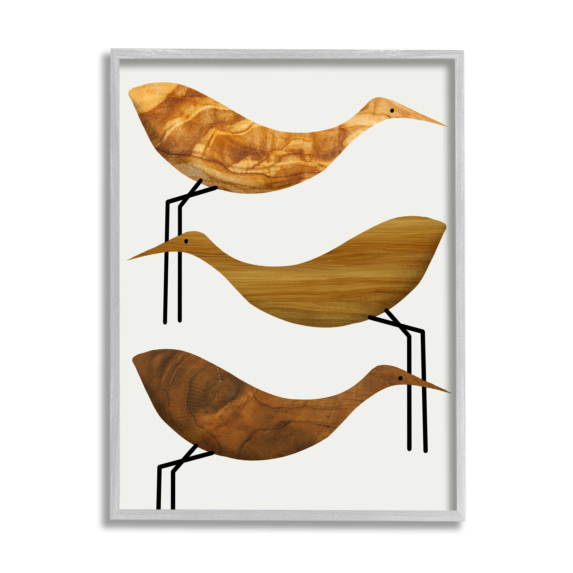 Stupell Industries Abstract Wooden Pattern Storks Rustic Birds Graphic Art Framed Art Print Wall Art, 24x30, By Daphne Polselli