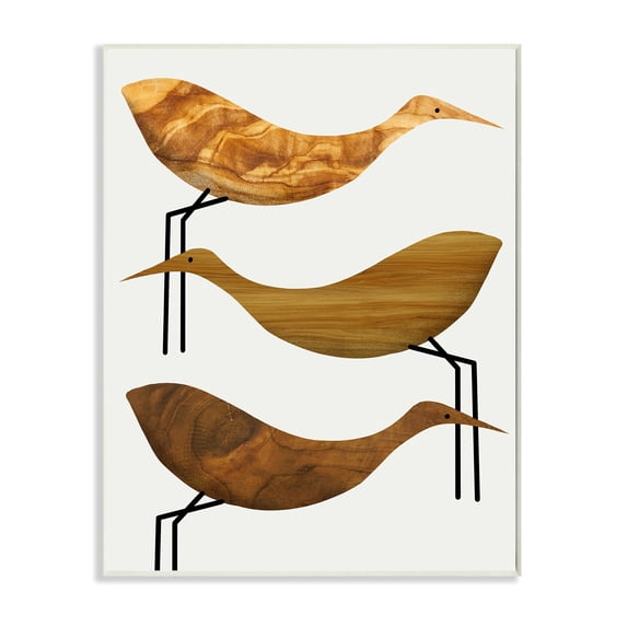 Stupell Industries Abstract Wooden Pattern Storks Rustic Birds Wall Plaque by Daphne Polselli