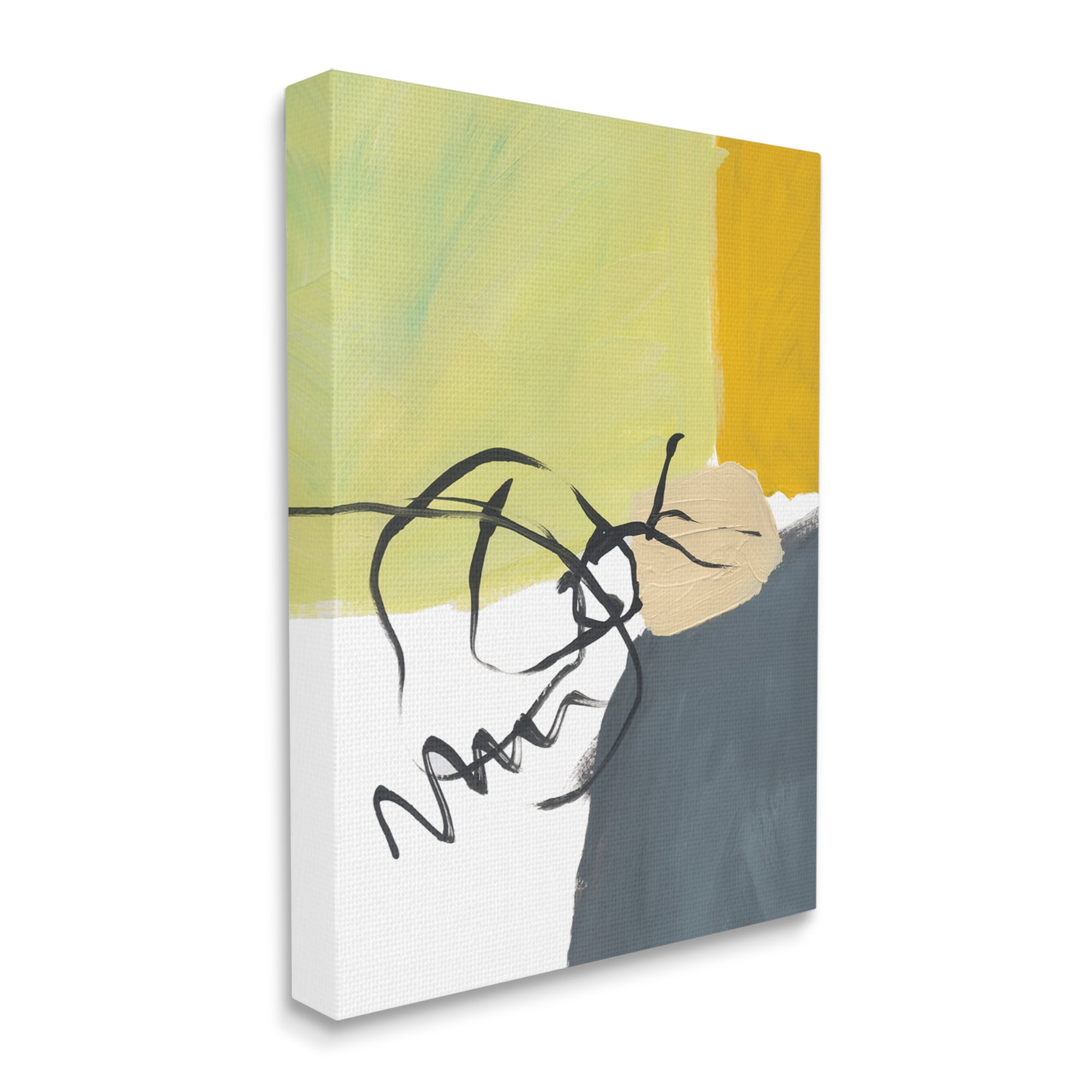 Stupell Industries Abstract Yellow Grey Shapes Fluid Black Lines, 30 x 40, Designed by Bronwyn Baker