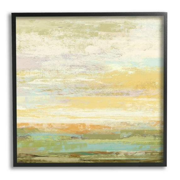 Stupell Industries Abstract Yellow Landscape Painting Black Framed Art Print Wall Art, Design by Suzanne Nicoll