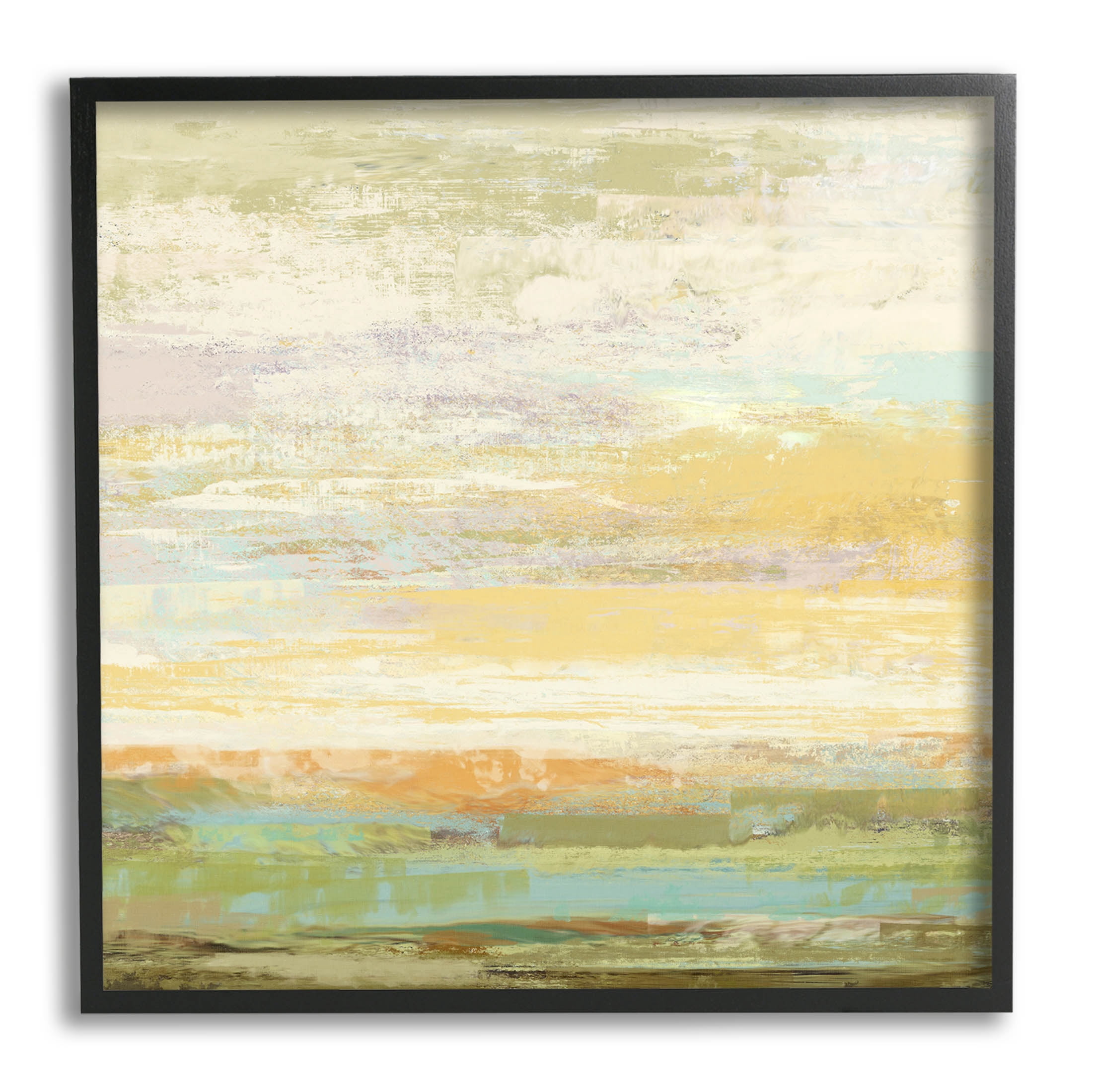 Stupell Industries Abstract Yellow Landscape Painting Black Framed Art Print Wall Art, Design by Suzanne Nicoll