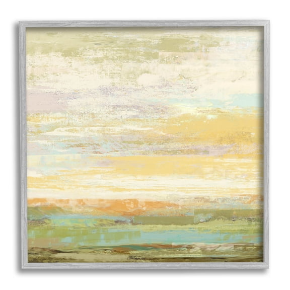 Stupell Industries Abstract Yellow Landscape Painting Gray Framed Art Print Wall Art, Design by Suzanne Nicoll