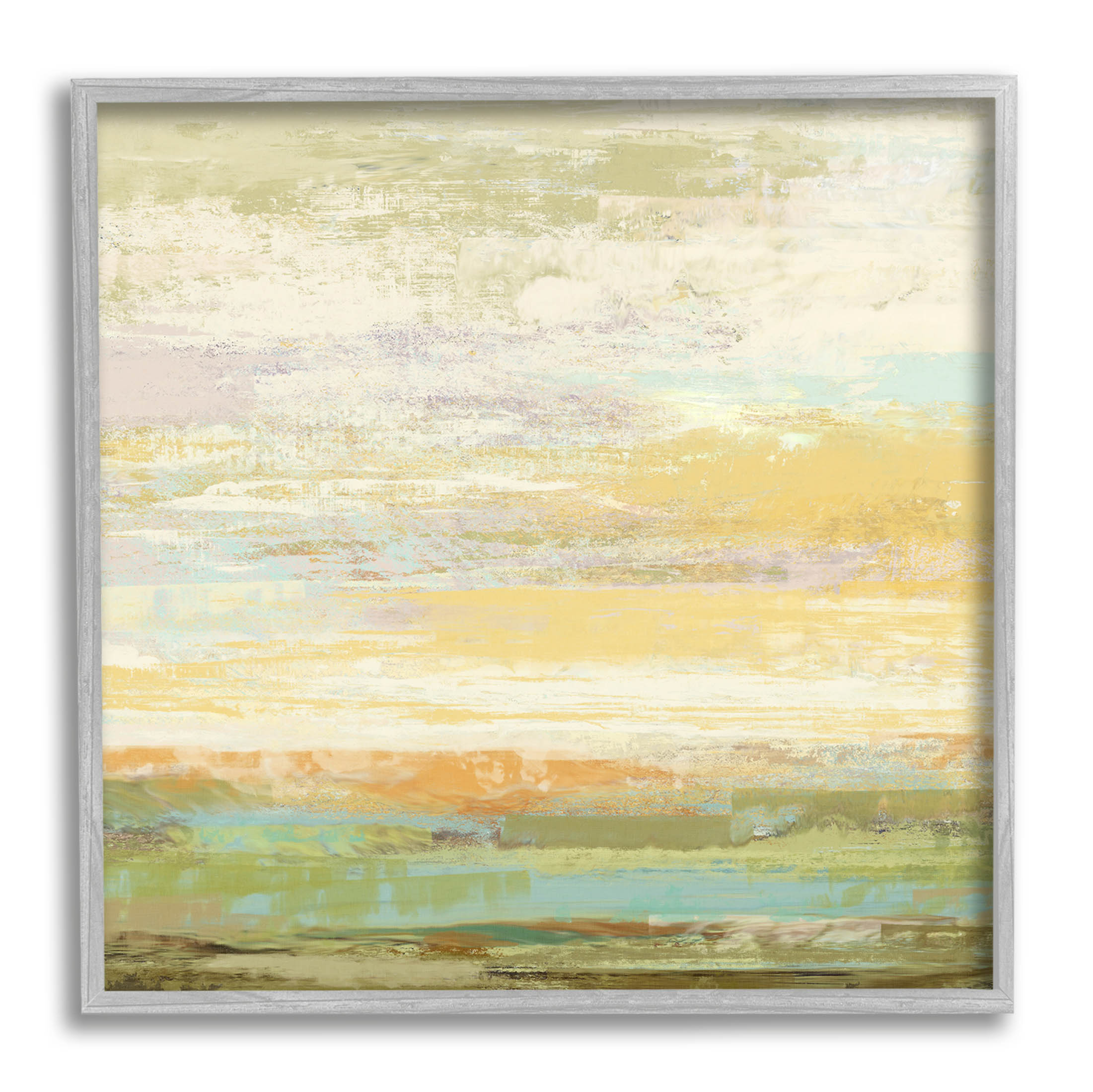 Stupell Industries Abstract Yellow Landscape Painting Gray Framed Art Print Wall Art, Design by Suzanne Nicoll