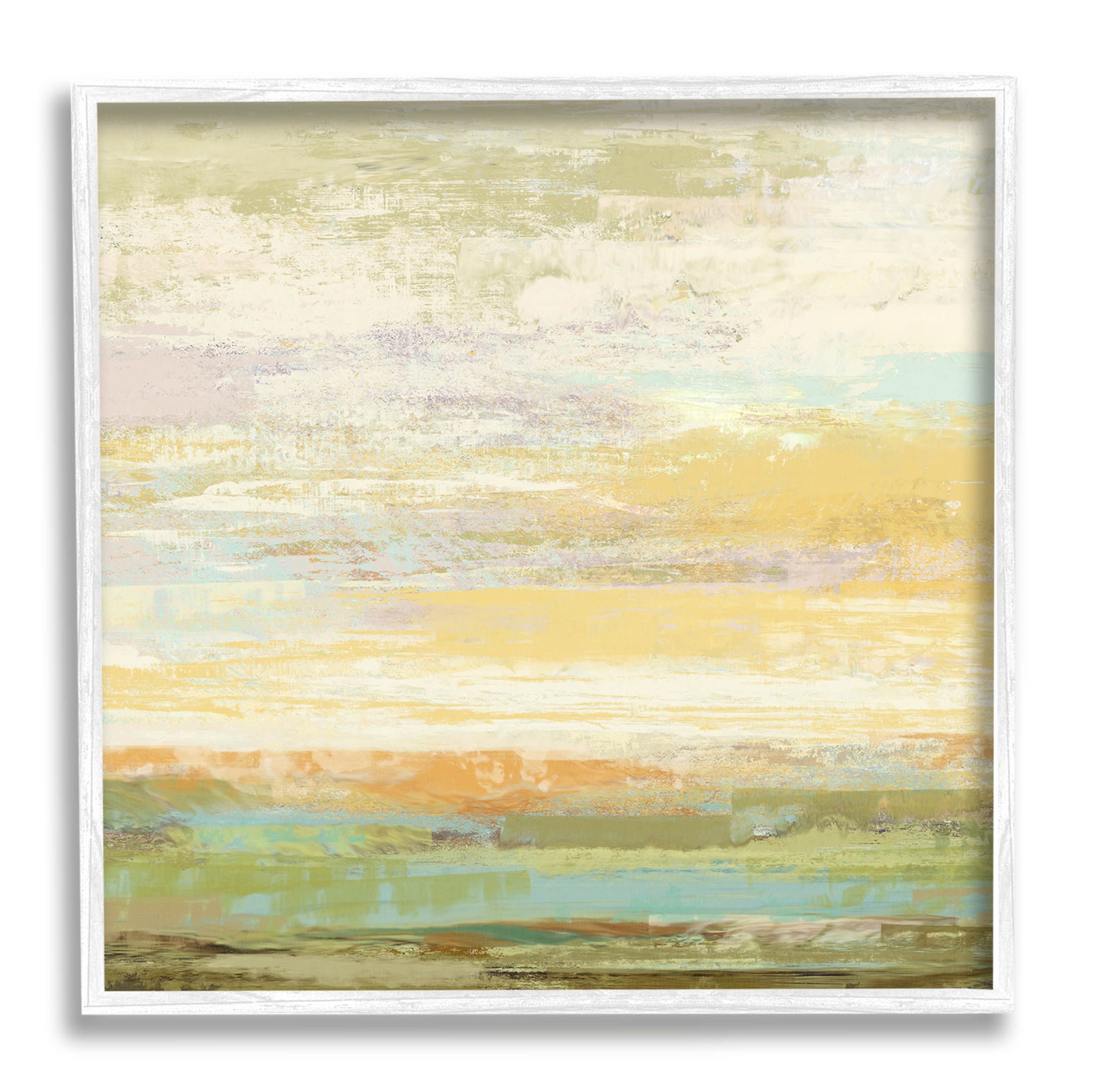 Stupell Industries Abstract Yellow Landscape Painting White Framed Art Print Wall Art, Design by Suzanne Nicoll