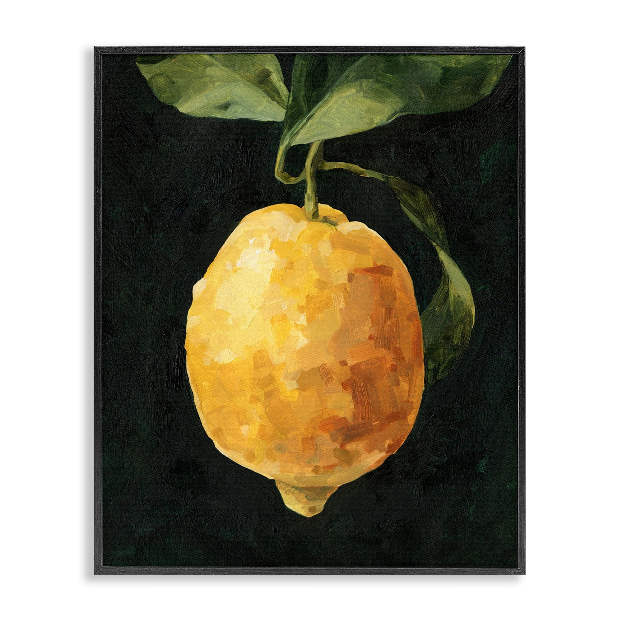 Stupell Industries Abstract Yellow Lemon on Vine Pop over Black Black Framed by Emma Caroline