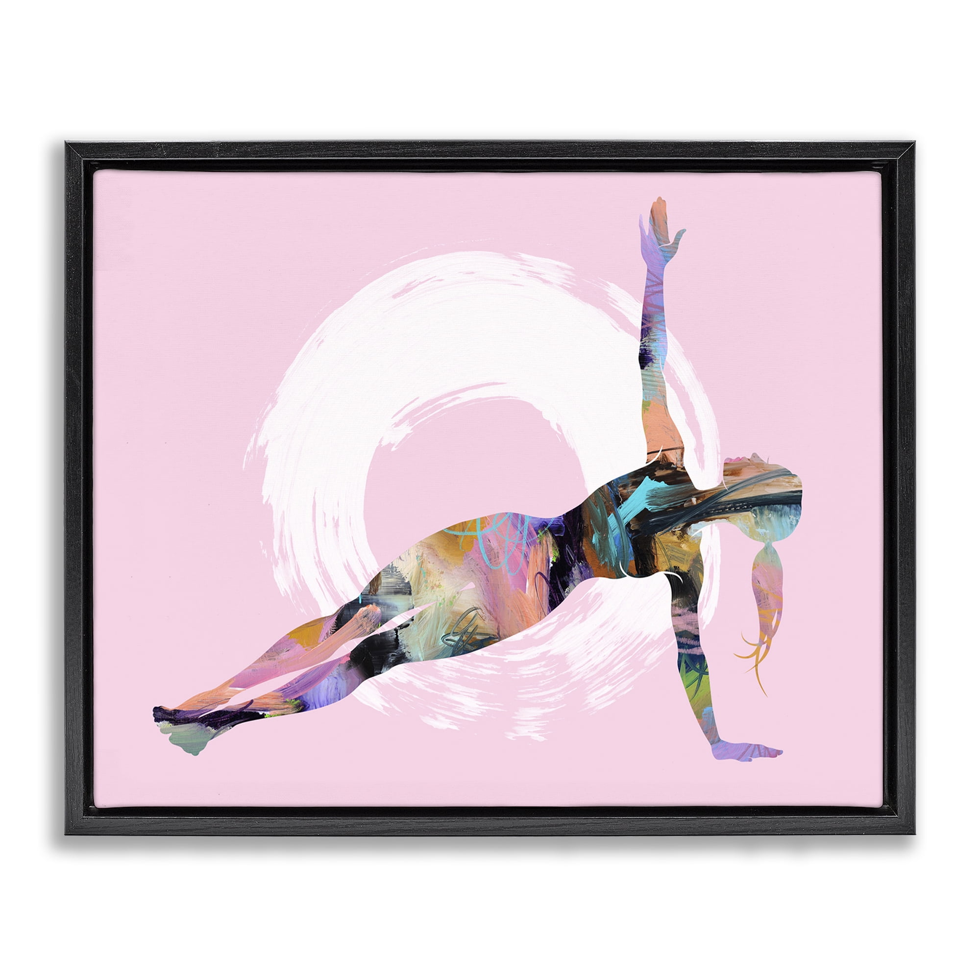 Stupell Industries Abstract Yoga Exercise People Painting Black Floater Framed Canvas Art Print Wall Art, 31 x 25
