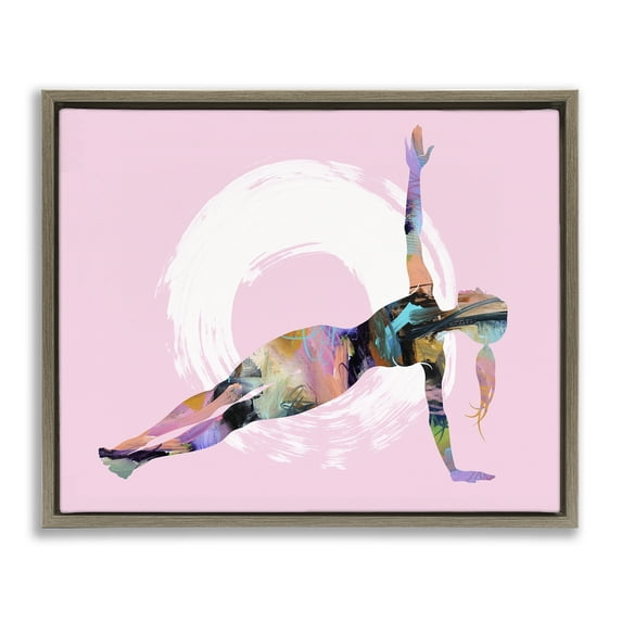 Stupell Industries Abstract Yoga Exercise People Painting Brown Floater Framed Canvas Art Print Wall Art, 31 x 25