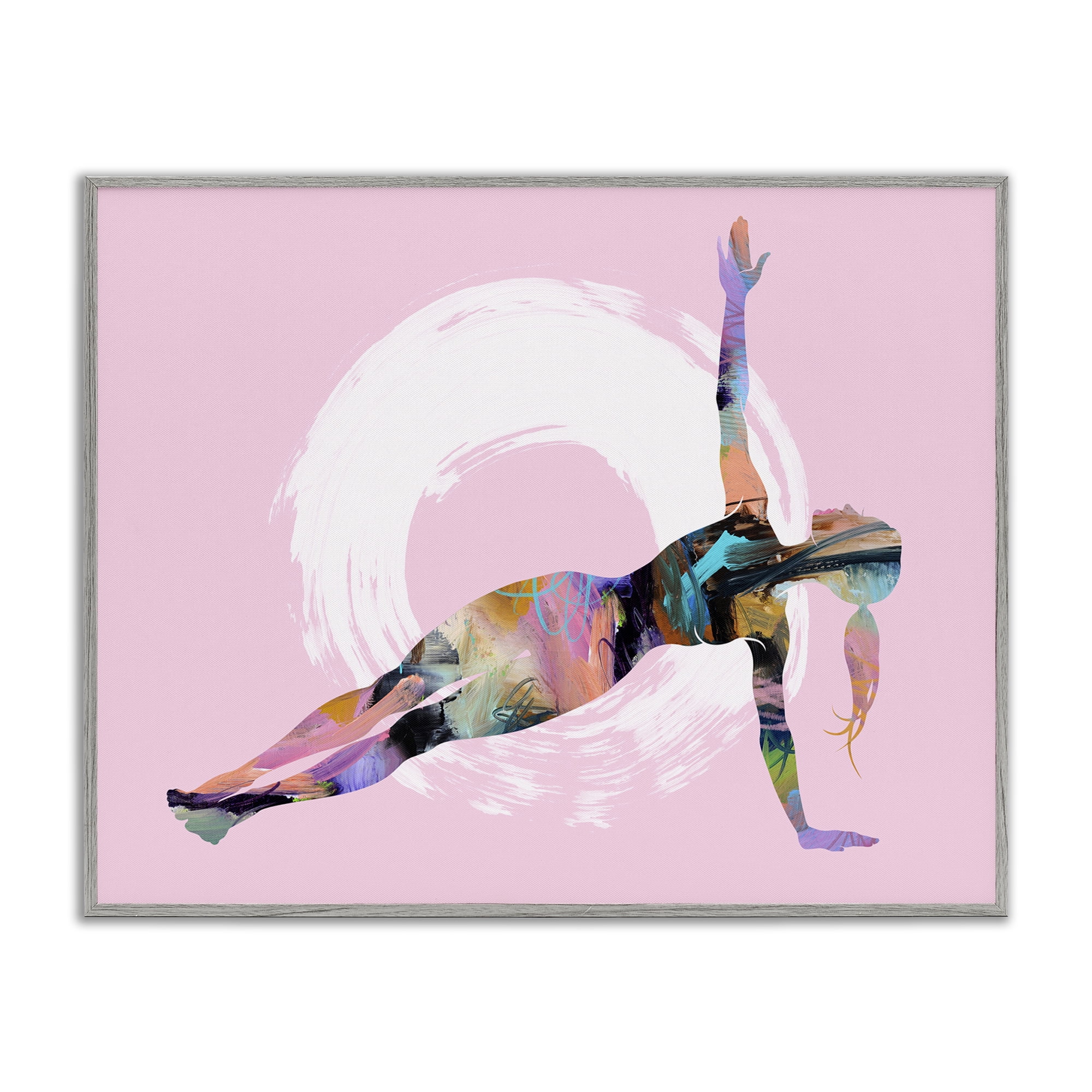 Stupell Industries Abstract Yoga Exercise People Painting Gray Framed Art Print Wall Art, 20 x 16