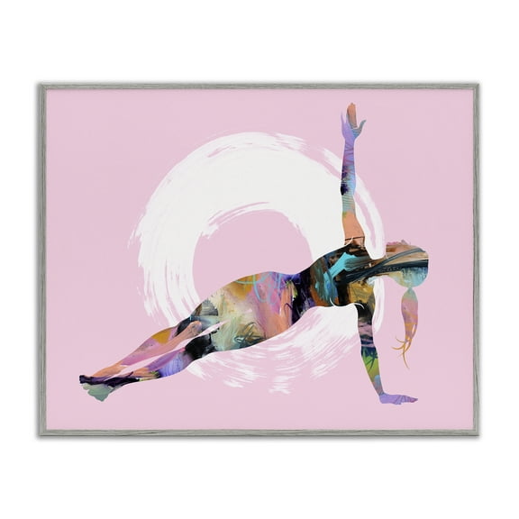 Stupell Industries Abstract Yoga Exercise People Painting Gray Framed Art Print Wall Art, 30 x 24