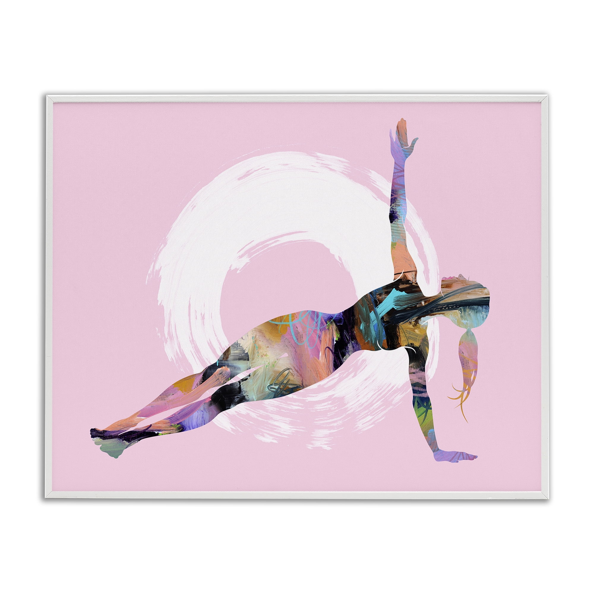 Stupell Industries Abstract Yoga Exercise People Painting White Framed Art Print Wall Art, 20 x 16