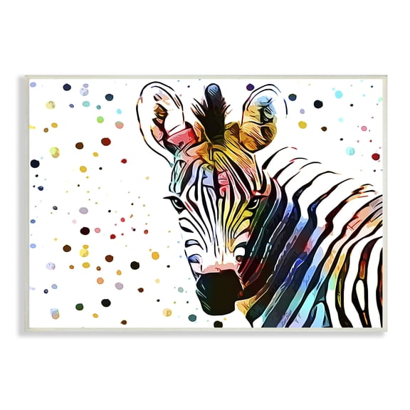 Stupell Industries Abstract Zebra Portrait Vibrant Modern Polka Dot Pattern, 15 x 10,Design by Ashley Aldridge