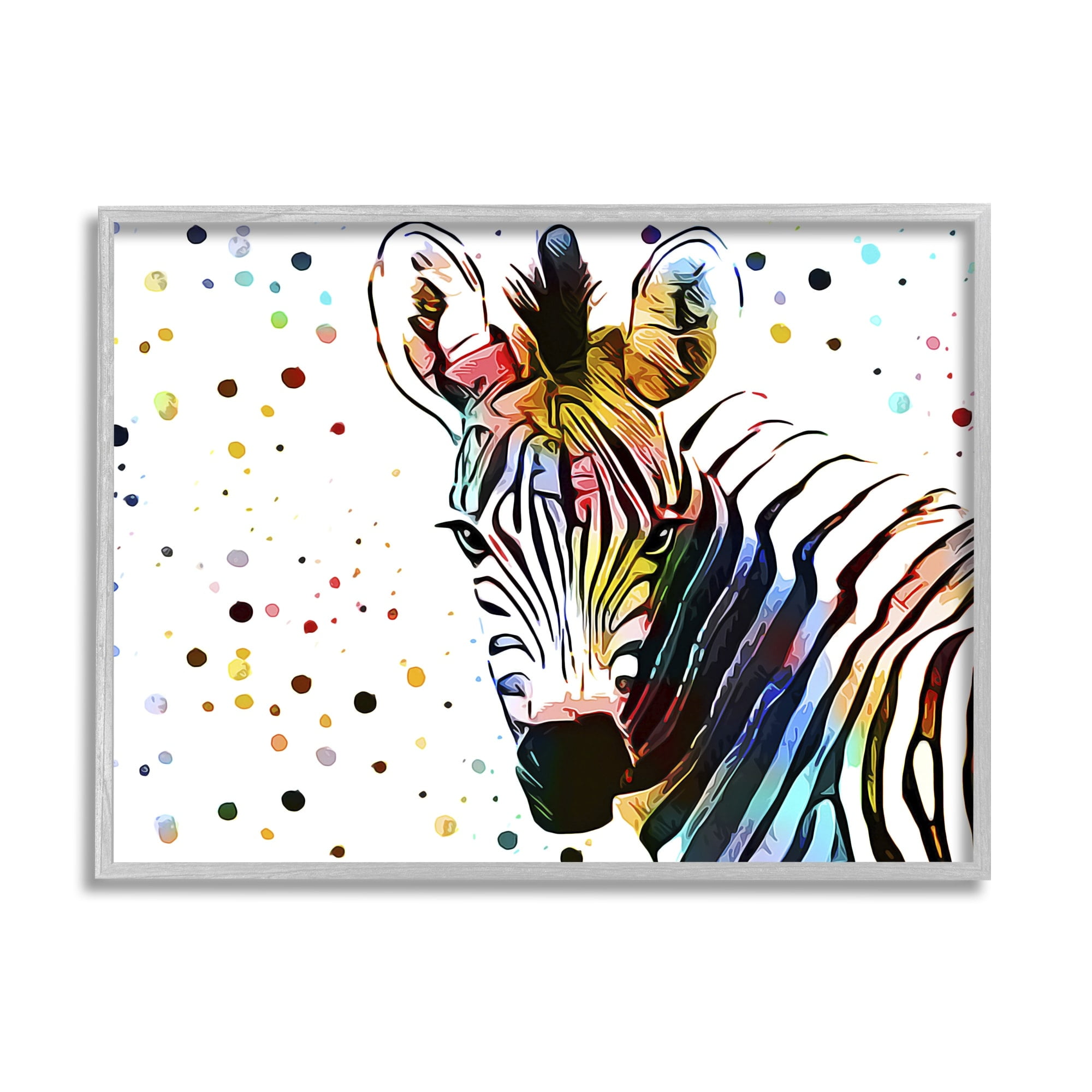 Stupell Industries Abstract Zebra Portrait Vibrant Modern Polka Dot Pattern, 20 x 16,Design by Ashley Aldridge