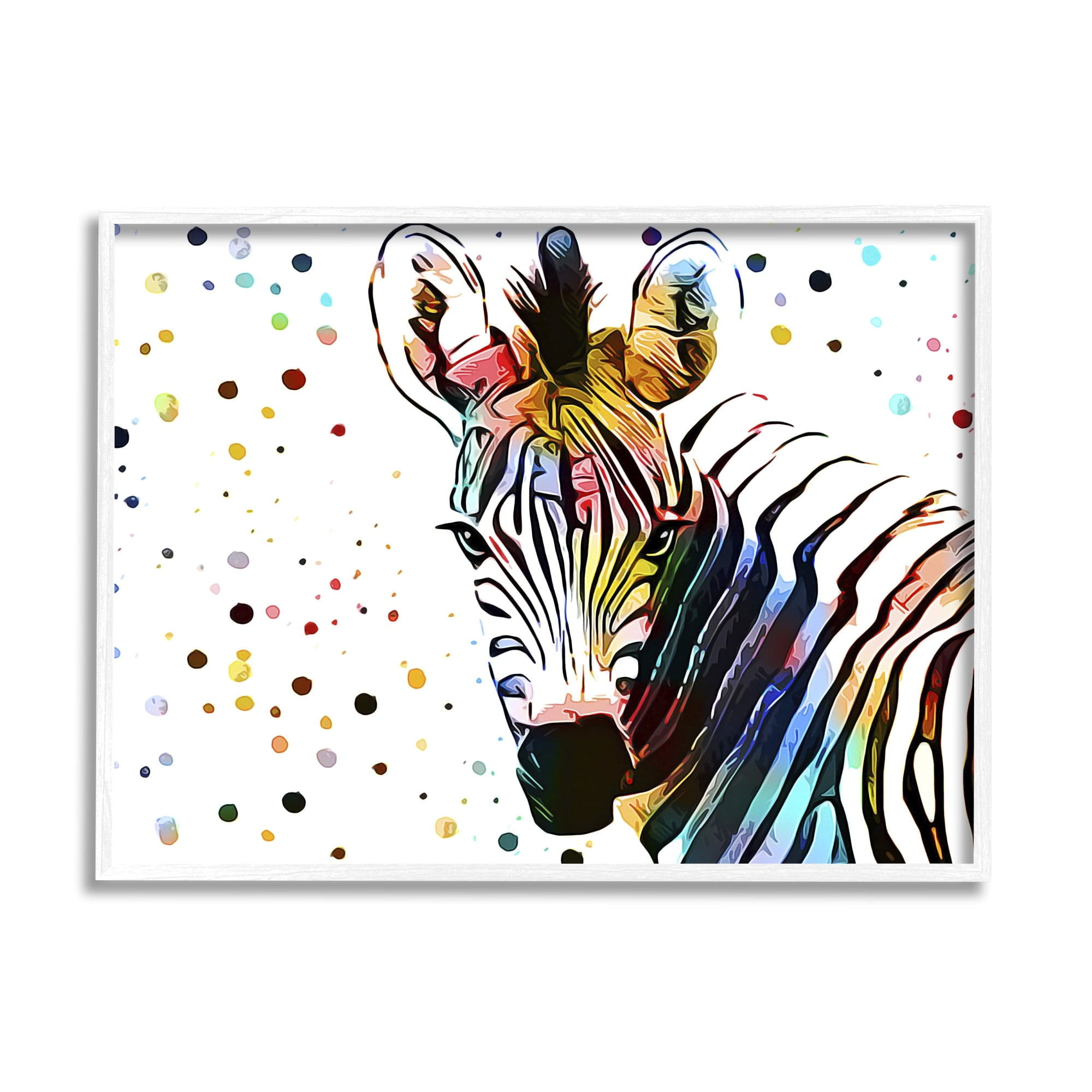 Stupell Industries Abstract Zebra Portrait Vibrant Modern Polka Dot Pattern, 20 x 16,Design by Ashley Aldridge