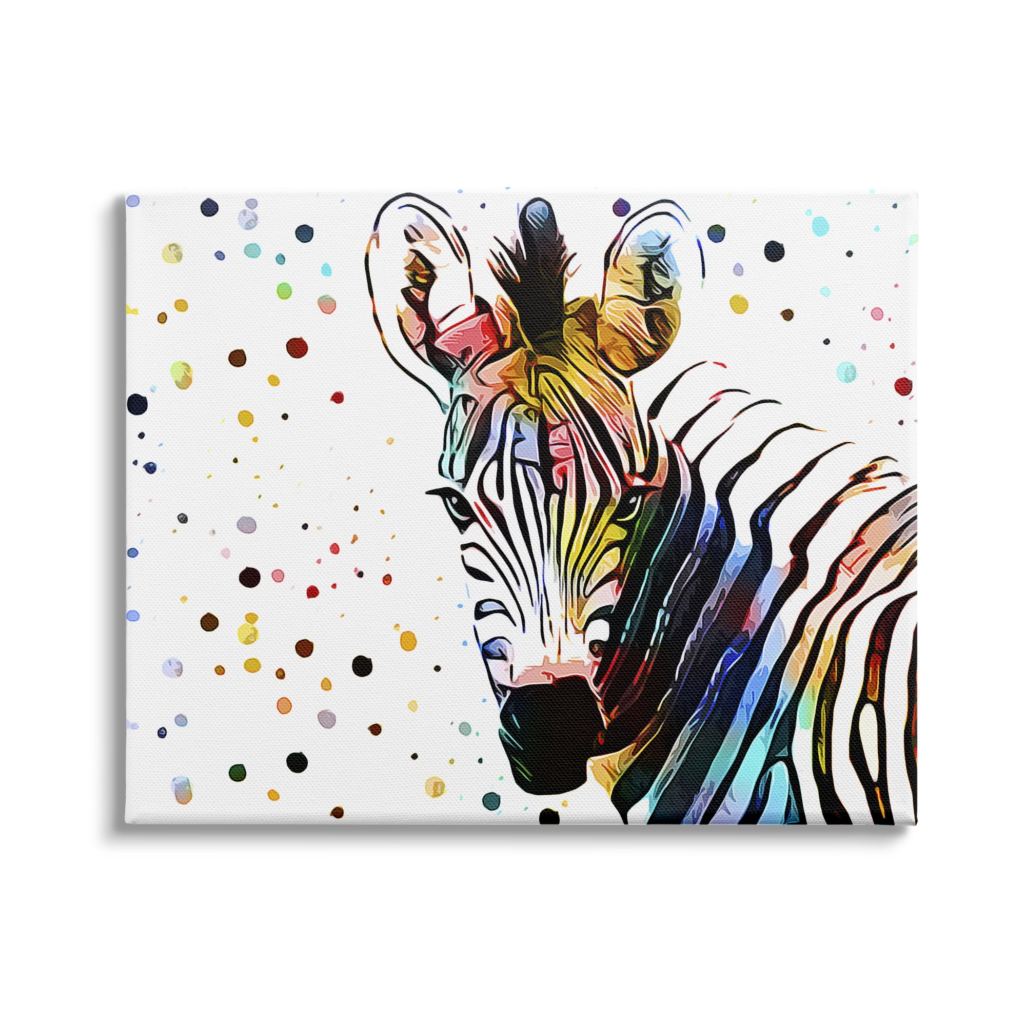 Stupell Industries Abstract Zebra Portrait Vibrant Modern Polka Dot Pattern, 48 x 36,Design by Ashley Aldridge