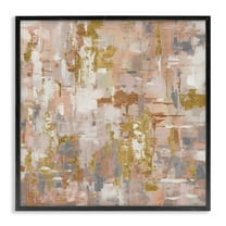 Stupell Industries Abstract with Paint Streaks Abstract Painting Black Framed Art Print Wall Art, 12 x 12