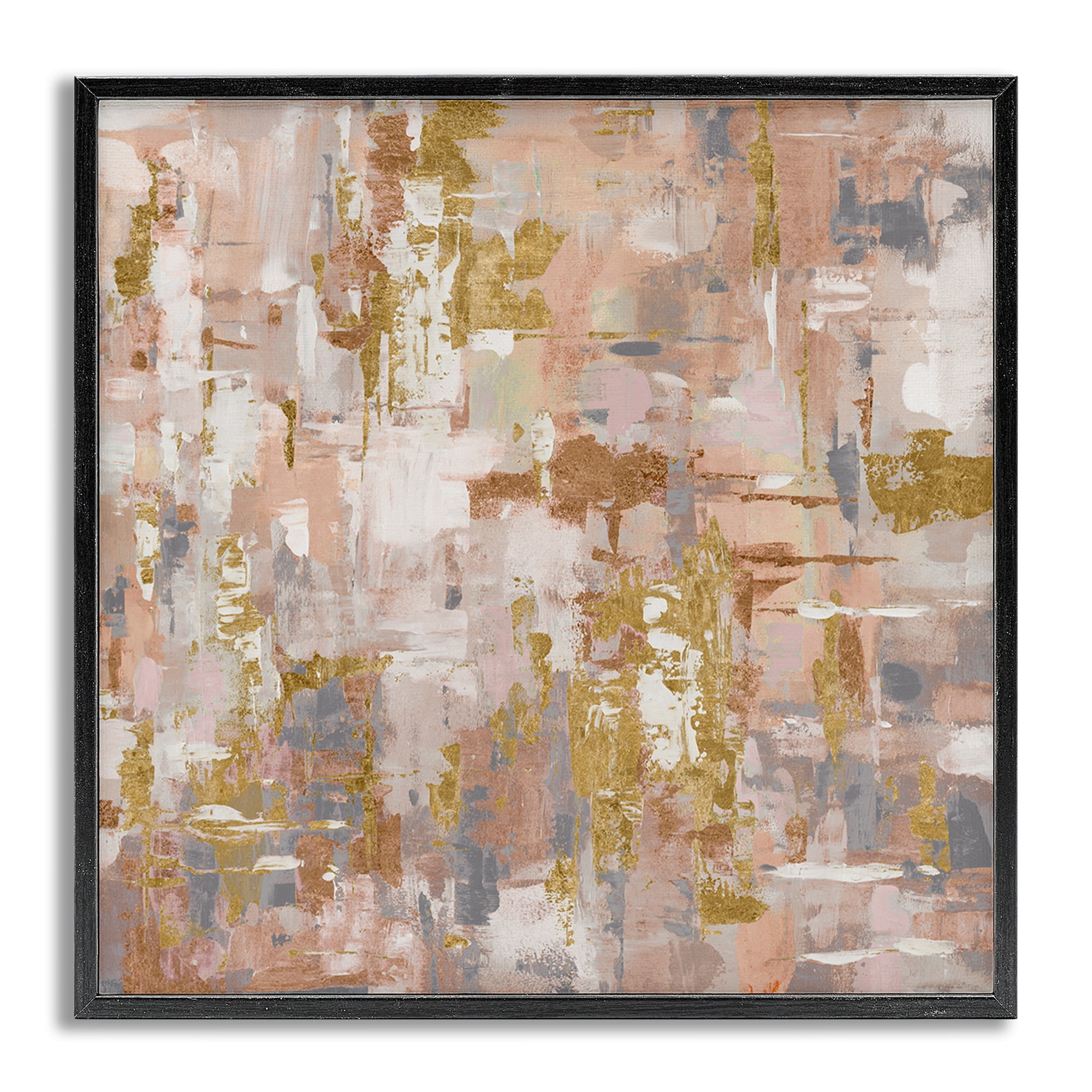 Stupell Industries Abstract with Paint Streaks Abstract Painting Gray Framed Art Print Wall Art, 12 x 12