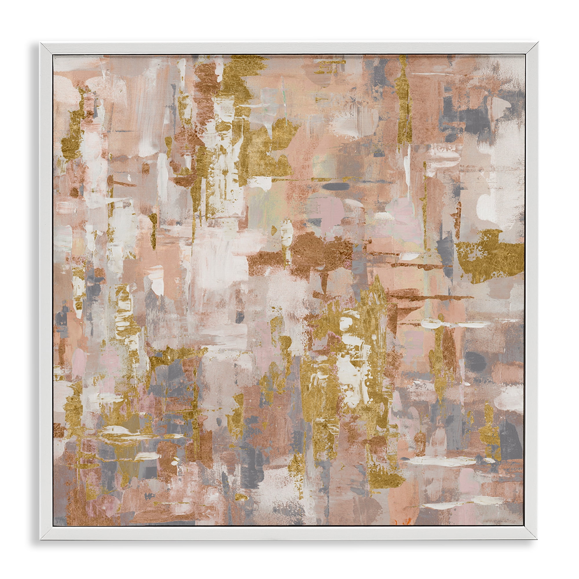 Stupell Industries Abstract with Paint Streaks Abstract Painting White Framed Art Print Wall Art, 12 x 12