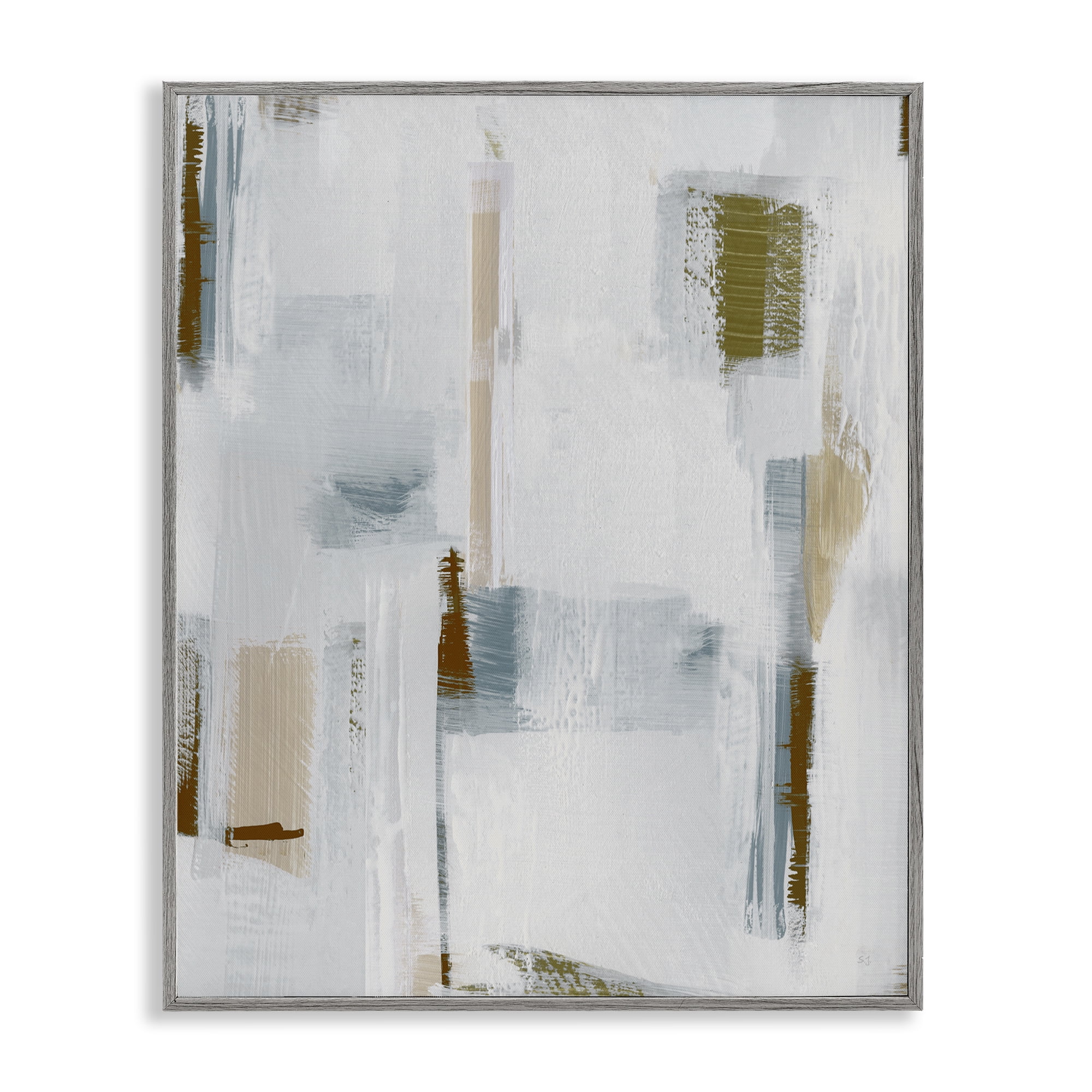 Stupell Industries Abstract with Subtle Forms Abstract Painting Gray Framed Art Print Wall Art, 11 x 14