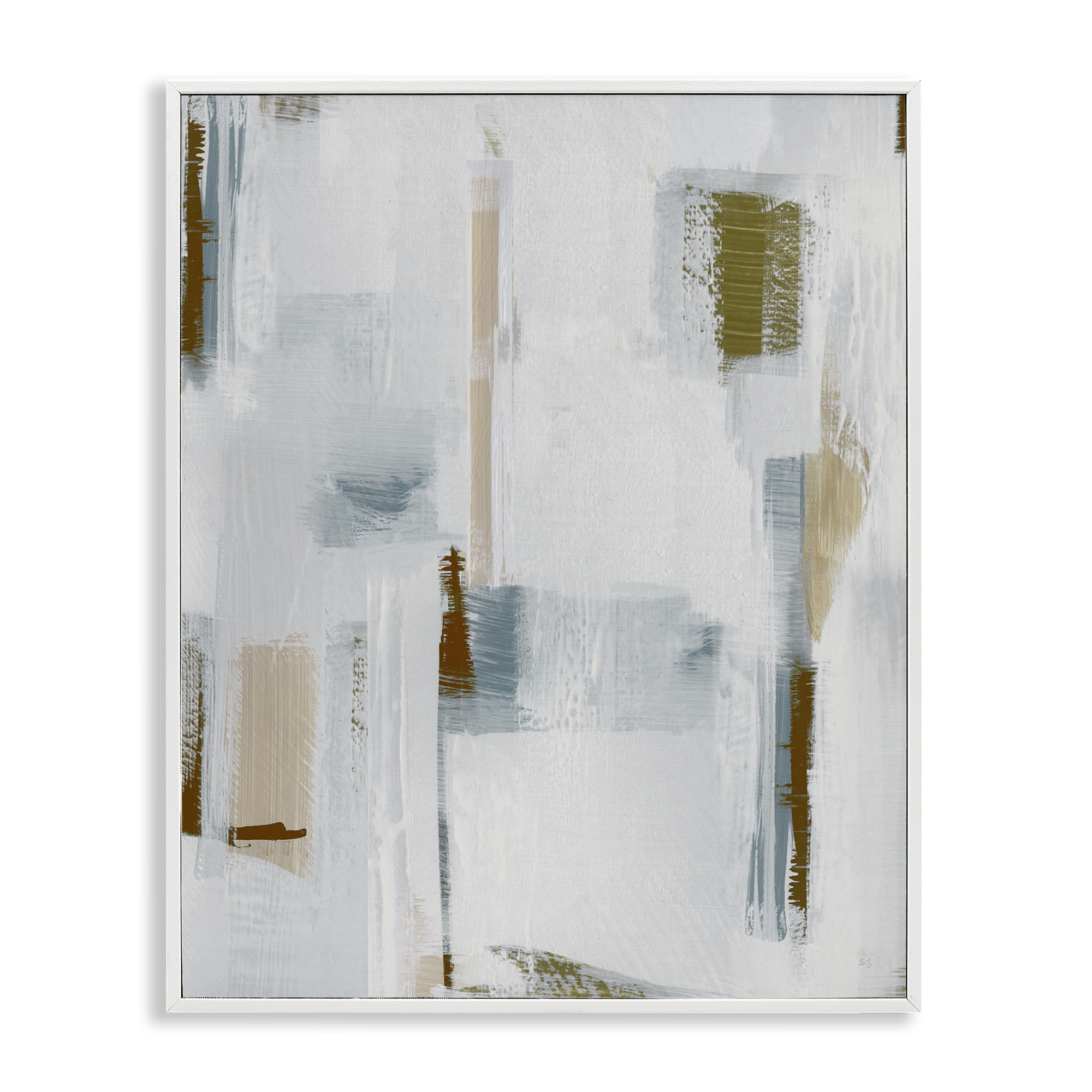 Stupell Industries Abstract with Subtle Forms Abstract Painting White Framed Art Print Wall Art, 11 x 14