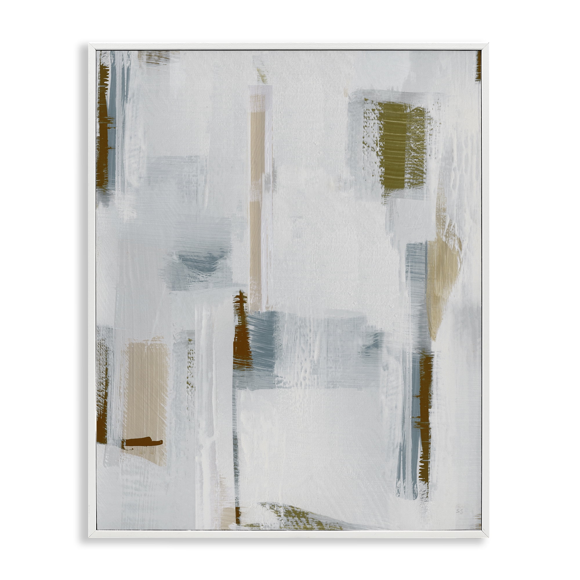Stupell Industries Abstract with Subtle Forms Abstract Painting White Framed Art Print Wall Art, 16 x 20