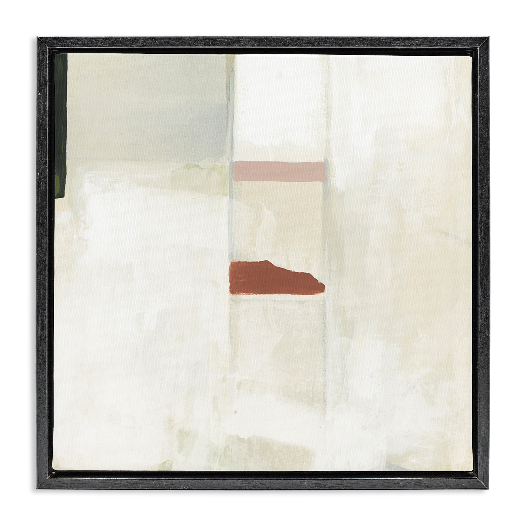 Stupell Industries Abstract with Terracotta Accent Abstract Painting Black Floater Framed Canvas Art Print Wall Art, 25 x 25